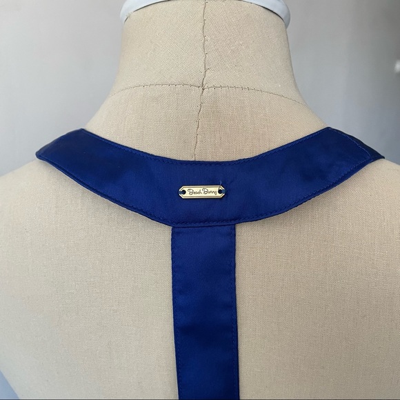 BEACH Bunny Swimwear Bikini Paradise Blue Chevron Silk Maxi Dress Coverup Size M - Picture 6 of 10